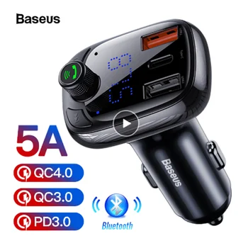 

Baseus Quick Charge 4.0 3.0 USB Car Charger QC QC4.0 Bluetooth FM Transmitter Car Kit For iPhone 11 Pro Max 5A Fast PD Charger