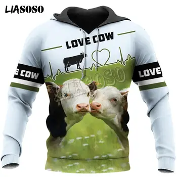 

LIASOSO Spring Autumn Love Cow 3D Printed Men Hoodies/Sweatshirt Harajuku Fashion Hooded Long Sleeve Pullovers Unisex Streetwear