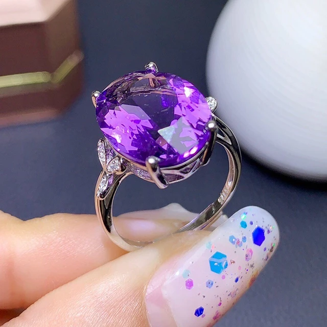 natural fluorite purple huge men ring sterling silver 925 color unique –  Abu Mariam Jewelry