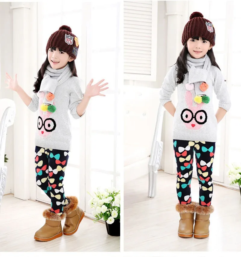 Child Girls Trousers Kids Autumn Winter Keep Warm Leggings Thicken Pencil Pants for Girl 2 3 4 5 6 7 8 Years Children Clothing