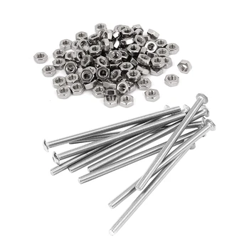 

110 Pcs Hex Nuts Screws: 100Pcs Metric M3 Hex Nuts Fastener DIN934 & 10Pcs M4x75mm Button Head Screw, Hex Socket Bolts