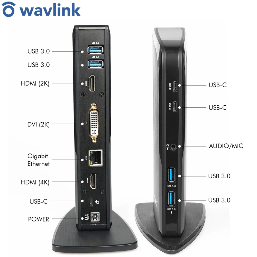 Универсальная док станция Wavlink с двумя портами USB C HDMI 4K|Док-станции для ноутбуков|