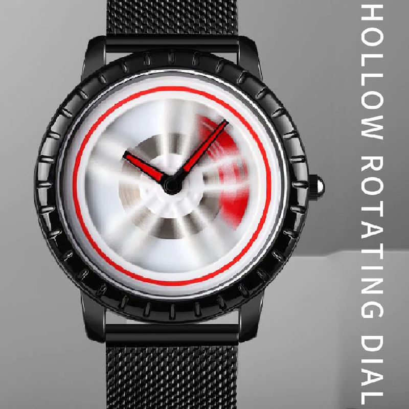 Creative 3D Dial Men Watch Quartz Watches Car Wheel Rim Hub Rotation Clock montre homme relojes para hombre relogios masculino