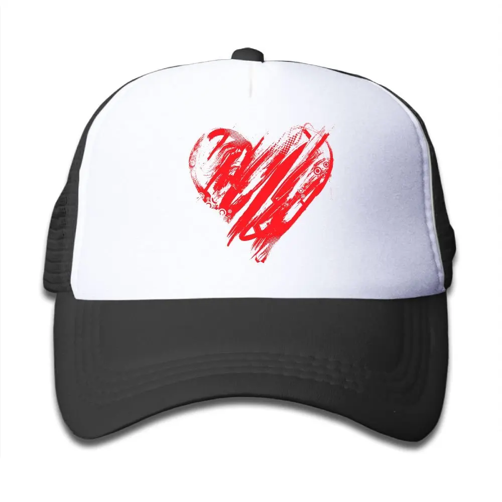 Детская бейсболка для дальнобойщика на День святого Валентина с чернильным сердцем, регулируемая сетчатая шапка для мальчиков и девочек