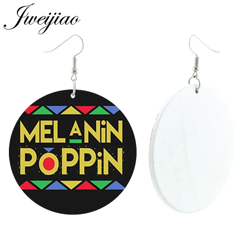 

JWEIJIAO Fashion Melanin Poppin Wood Pendant Earrings Africa Lady Woman Painted Wood Earrings Hiphop Girl Party Gift WD158