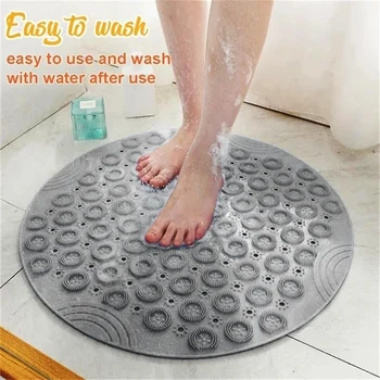 

Newly Round Bathroom Non-Slip Mat Shower Mat PVC Washable Shower Massage Foot Pad for Kids Adults Elderly Bathroom