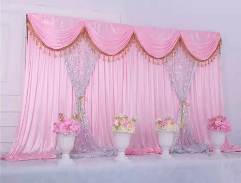 pink 10ftx20ft по индивидуальному заказу свадебный фон занавес день рождения, мероприятие, вечеринка Декор на свадьбу для заднего плана сцены с блестками Шелковый драпировкой Свадебные украшения - Цвет: pink