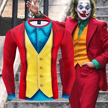 

Joker 2019 Joaquin Phoenix Arthur Fleck Cosplay Costume Halloween 3D Printed Compression T shirt Finess Quick-Drying Tight Tops