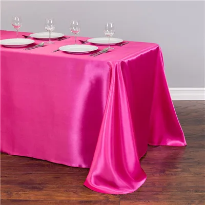 Высокое качество 140X250 см атласная Скатерть для свадебной вечеринки банкета, прямоугольная скатерть для отеля - Цвет: fuchsia