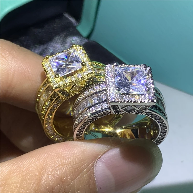 Винтажное кольцо ручной работы с фианитом 3ct AAAAA из стерлингового серебра 925