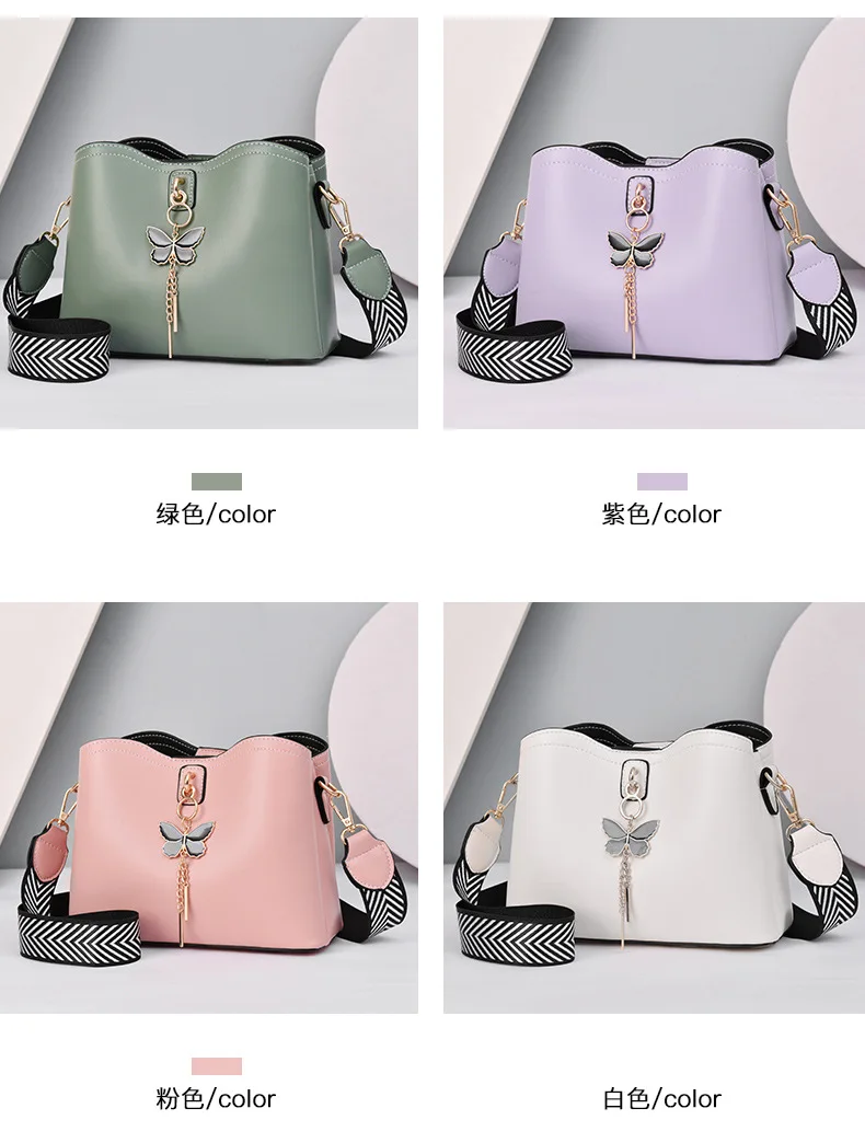 2022 Women White Handbag New Designer Butterfly Tassel PU Leather Messenger Bags Ladies Crossbody Female Tote Shoulder Bag