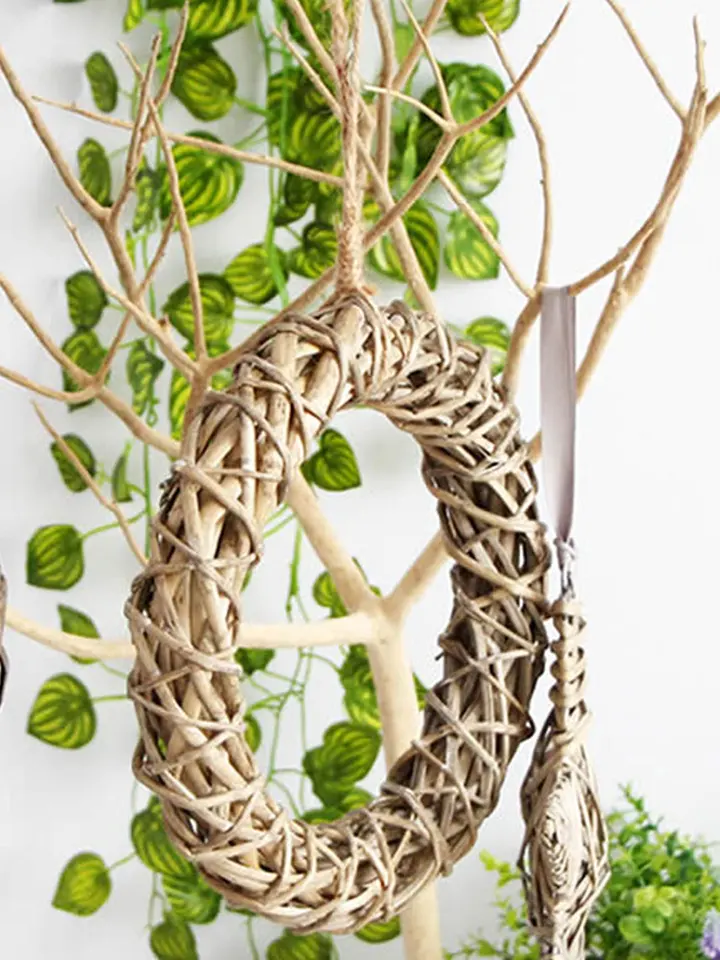 2 Corazones De Mimbre Para Colgar - Decoración Natural Para Bodas, Fiestas Y Hogar