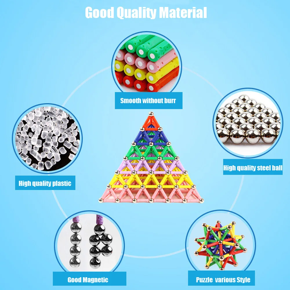 268 шт. магнитные строительные блоки магнитные палочки металлические шарики Магнитный дизайнерский Строительный набор образовательных игрушек для детей подарок