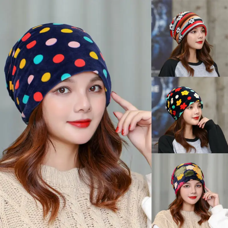 

Korean Version Printing Cuff Beanie Knit Hat Winter Cap Slouchy Skull Ski Solid Men Women Warm Plain Cap