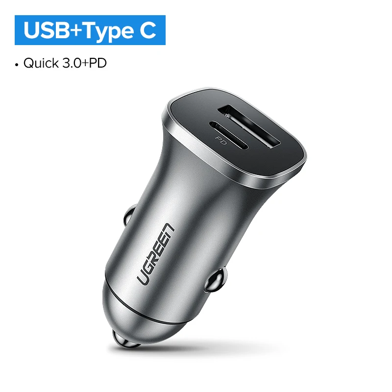 Ugreen Quick Charge 4.0 3.0 QC USB Car Charger for Xiaomi QC4.0 QC3.0 18W Type C PD Car Charging for iPhone 11 X Xs 8 PD Charger - Тип штекера: PD18W Car Charger