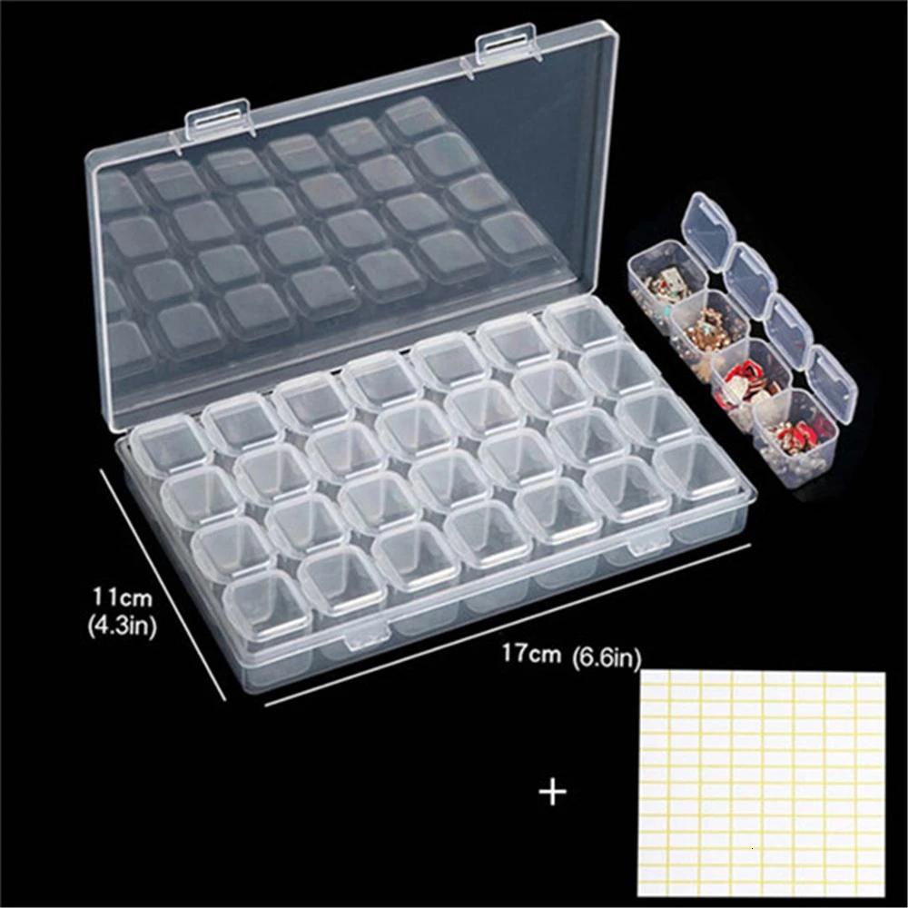 28 Grids HUACAN 5d DIY алмазная живопись аксессуары коробка для хранения вышивальный инструмент для выкладывания мозаики - Цвет: 28 Grids