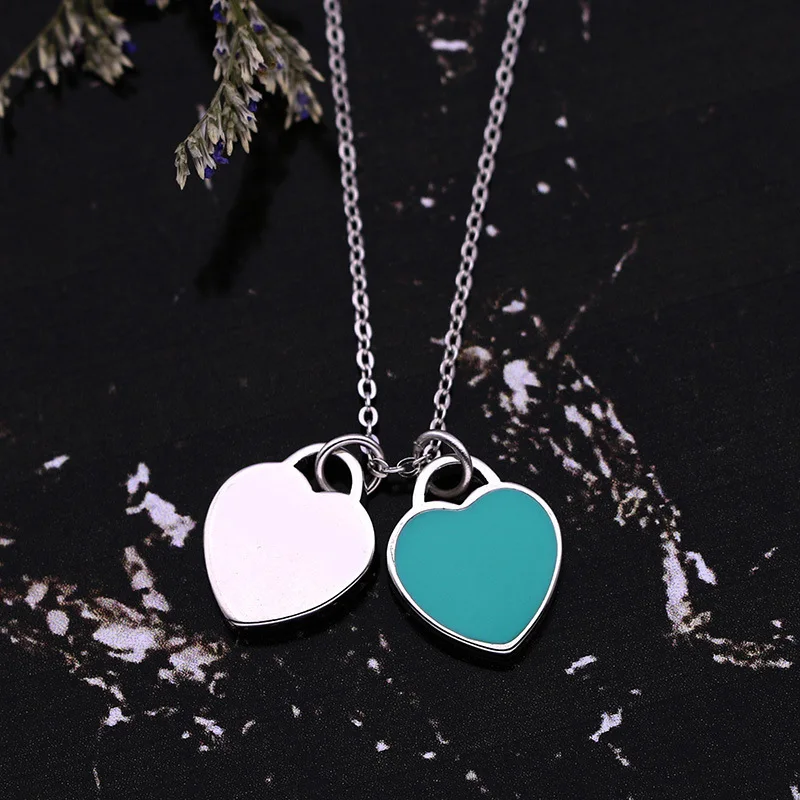 

Korean-style Double Layer Heart Necklace Shiny Side Epoxy Classic Versatile shuang tao xin Pendant Choker Accessories