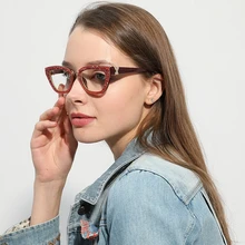 Винтажные женские очки "кошачий глаз", роскошные дизайнерские модные гравия, стразы, очки для девушек, оправы, женские очки, простые очки