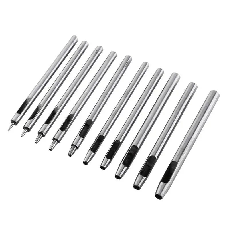 Hollow Hole Punch Hand DIY Tools 10 Pcs Round Leather Belt Cutter Craft Alloy steel Puncher 0.5mm to 5mm Set | Дом и сад