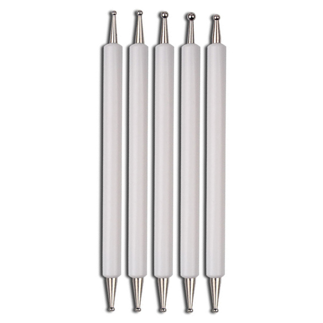 Set UV Gel Painting Nail Art Dotting Pen Acrylic Handle Rhinestone Wood 2 Way Brush Salon Decoration Manicure Tools Kit