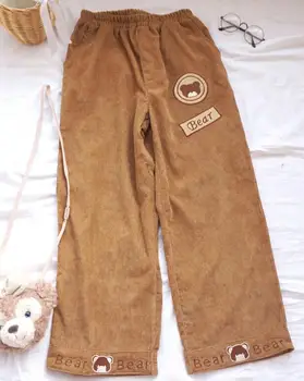 

Japanese style pants Girls trouser Corduroy Student pants Spring