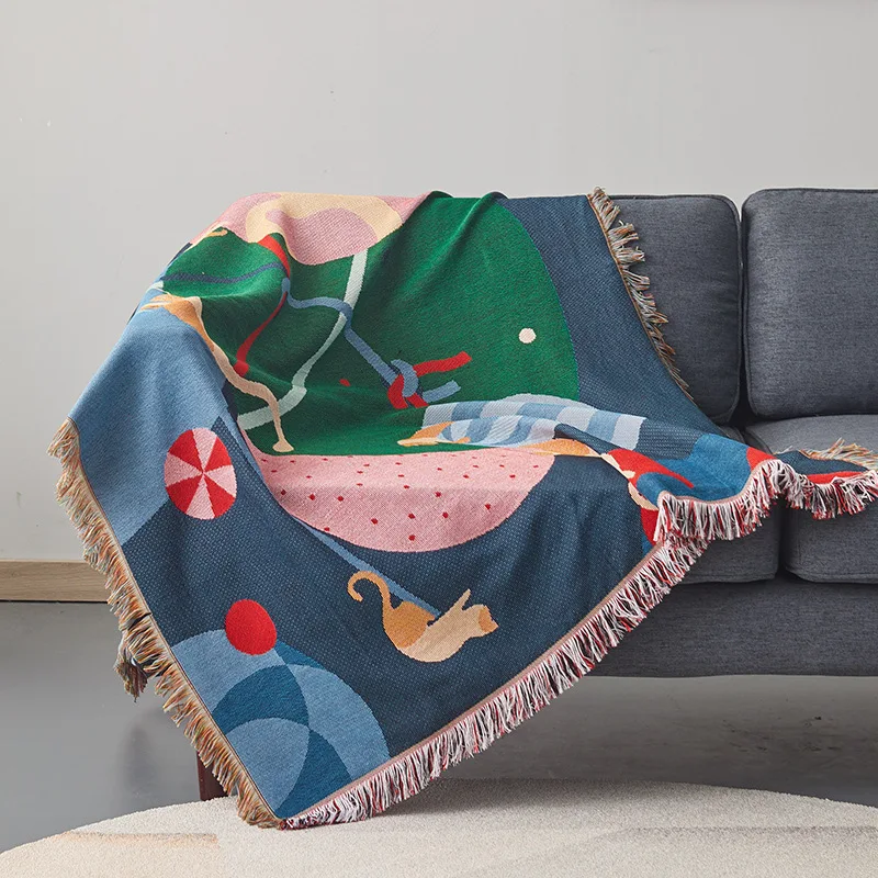 

Forest Dancer Throw Blanket Multifunction 2 Sides Sofa Covers Cobertor Tassel Dust Cover Air Conditioning Blankets For Bed