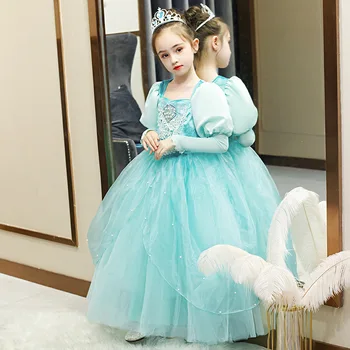 

Kids Winter Clothes Girls Dress Long Sleeve Green Christmas Dress Girl Princess Party Cosplays Costumn Girls Boutique Outfits