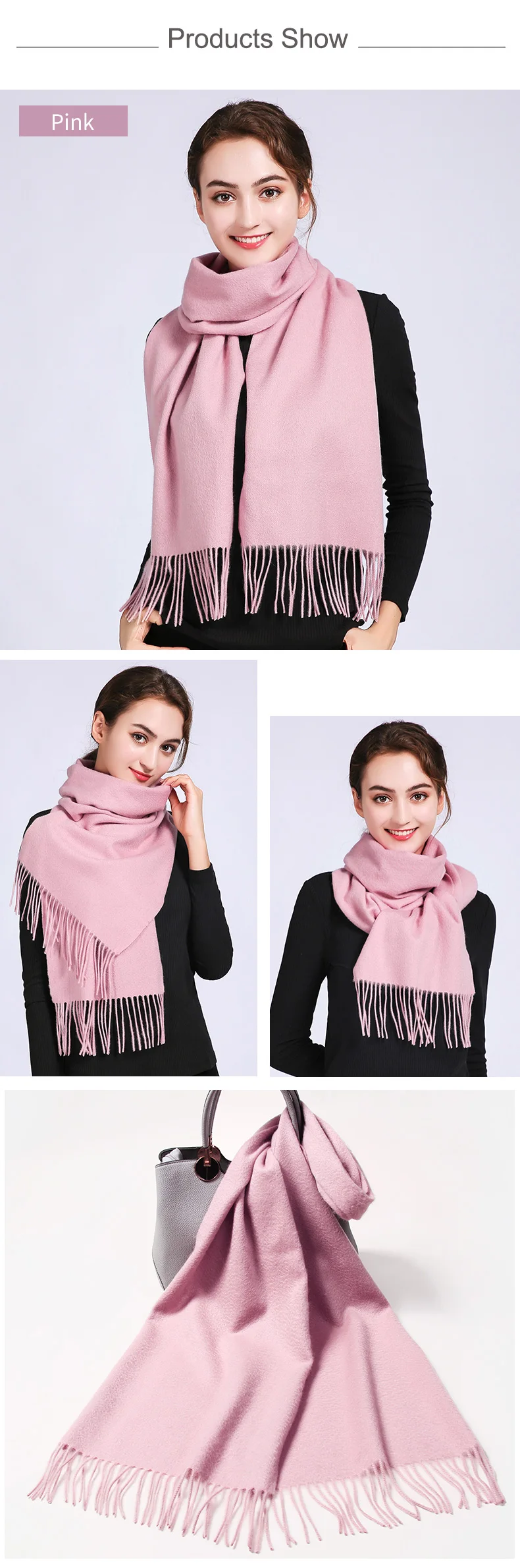 Зимний кашемировый шарф, Женский брендовый однотонный кашемировый шарф для дам, бежевый пашимина, модные теплые шарфы, шерстяной платок для женщин, шаль
