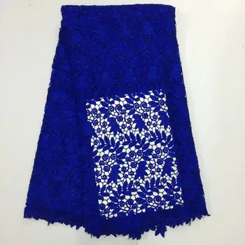 

High quality polyester nigerian wedding african lace fabric/ guipure cord lace fabric for party dress in blue color PL20052