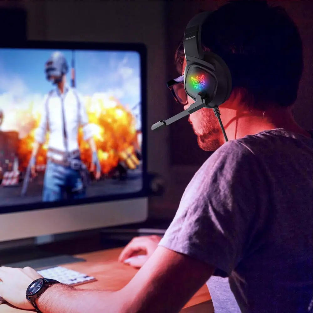 K19 игровая гарнитура наушники с басами и С микрофоном для PS4 Xbox One ноутбука