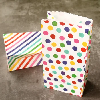 

10pcs Cute Colorful Stripe Dots Paper Envelope Birthday Party Decoration Open Top Paper Gift Bag Rainbow Invitation Envelope