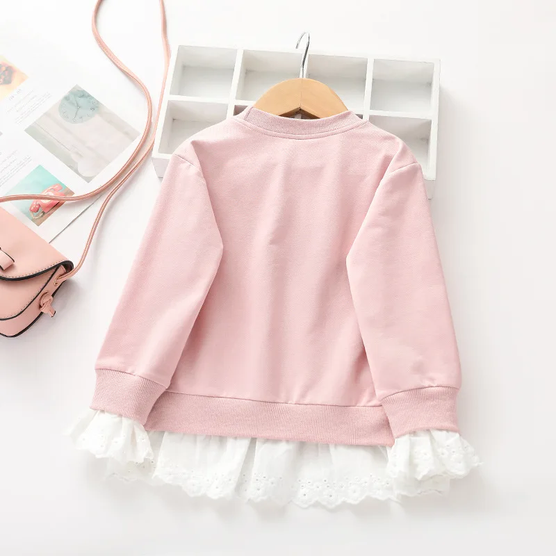 Осенне-зимняя верхняя одежда для маленьких девочек; толстовка с принтом с героями мультфильмов; повседневное кружевное Детское пальто с длинными рукавами; Верхняя одежда;