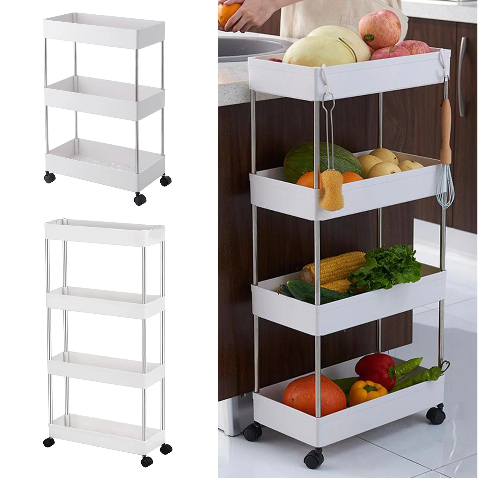 Household Storage Cart Mobile Storage Unitsw with 4 Wheels for Kitchen Bathroom Laundry Household Storage Cart Mobile Storage Unitsw with 4 Wheels for Kitchen Bathroom Laundry