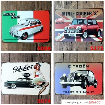 

20*30cm FIAT 500 Vintage Metal Tin Signs Wall Art Decor Poster for Cafe BarBar Pub Home Wall Decor Retro Metal Art Poster
