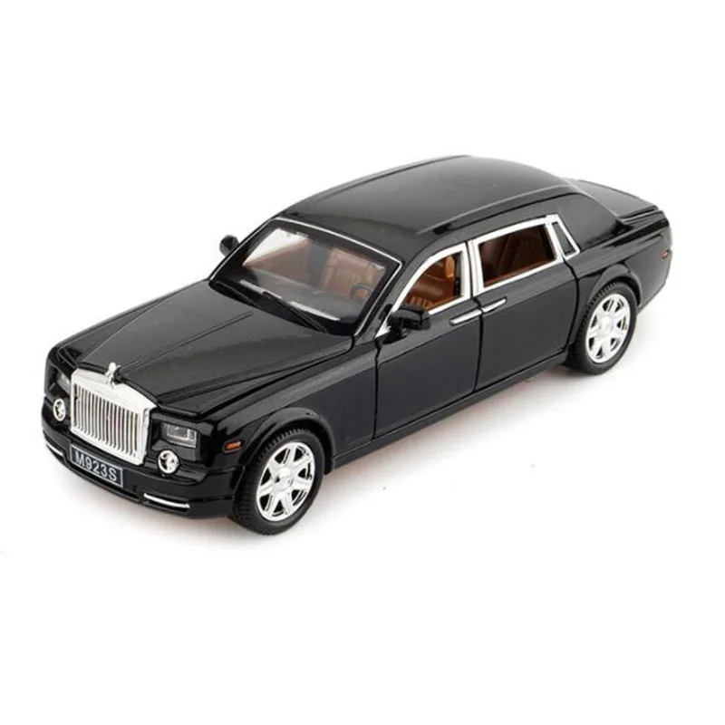 2 цвета, 1:24, 20,5 см, Rolls-Royce Phantom, со звуком и светильник, откатная модель, литая под давлением, мини-игрушки, коллекционные подарки для детей - Цвет: Black