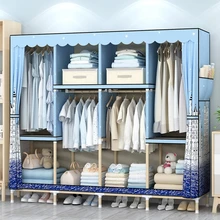Шкаф для одежды, простой шкаф для одежды из цельного дерева, складной Тканевый шкаф для хранения одежды, стальной утепленный подвесной шкаф для дома