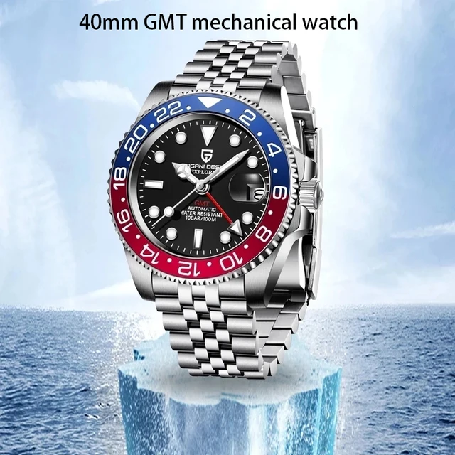 PAGANI DESIGN GMT Watches 40mm Rotating Bezel Men's Mechanical Watch Sapphire Glass Top Brand 100M Waterproof Watch Business Men 1