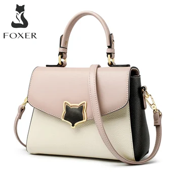 

FOXER Women Cowhide Leather Cross-body Shoulder Bag Ladies Purse Stylish Handbag Female Luxury Messenger Bag Small Handle Totes