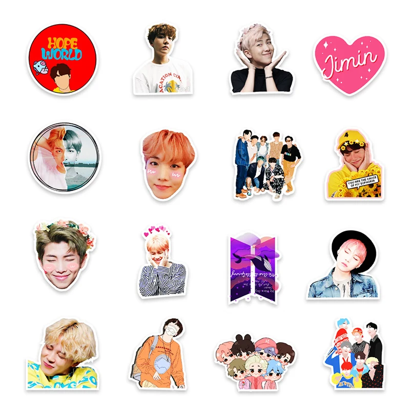 10 50pcs cartoon bangtan boys stickers kpop stars team stickers for toys luggage skateboard laptop guitar phone photo pegatinas aliexpress toys hobbies