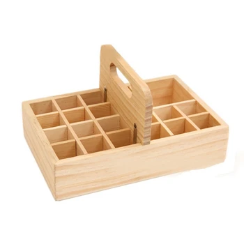 

21 Grids Wooden Essential Oil Box Wooden Essential Oil Storage Box Solid Wood Gift Box Multi-Square Storage Case Organizer