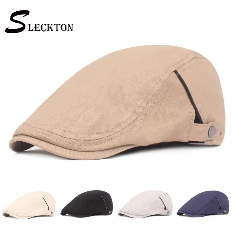 

STOCKTON Cotton Hat Solid Retro Beret Flat Cap Newsboy Vintage Hat Peaked Cap Casual Sun Hat Outdoor Travel Visor For Men Hat