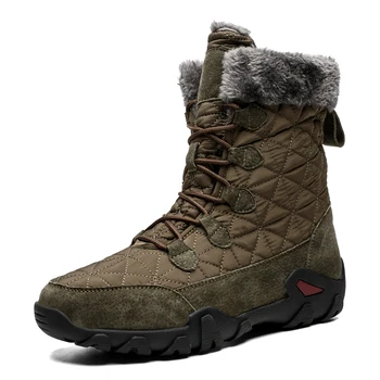 

Men's snow Winter Boots Men Safety Shoes Plush Warm Work Boots Leather High Top Winter Shoes Male Outdoor Mans Footwear 38-47