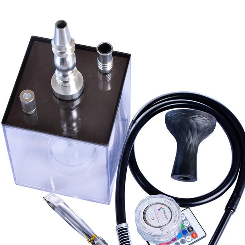 

new Convenient Acrylic hookah Pipe With LED light Chicha Narghile Silicone Tube Hookah Narguile Accessories