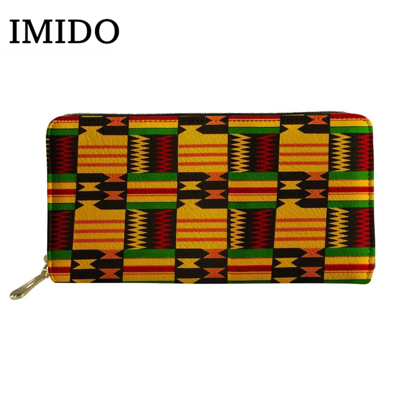 

IMIDO Wallet&Purse Women African Traditional Printing 2019 New Long Ladies Wallet Zip Wallet Ladies Clutch Purse Cash Wallet
