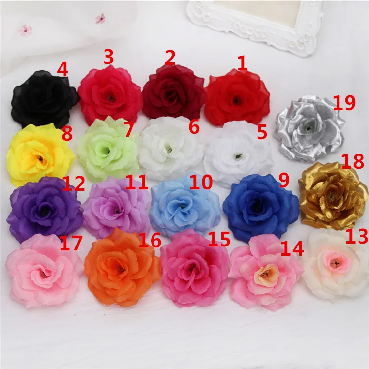 Elegant Gold Silk Rose Heads - Set of 12, Assorted Colors for DIY Wedding and Home Décor