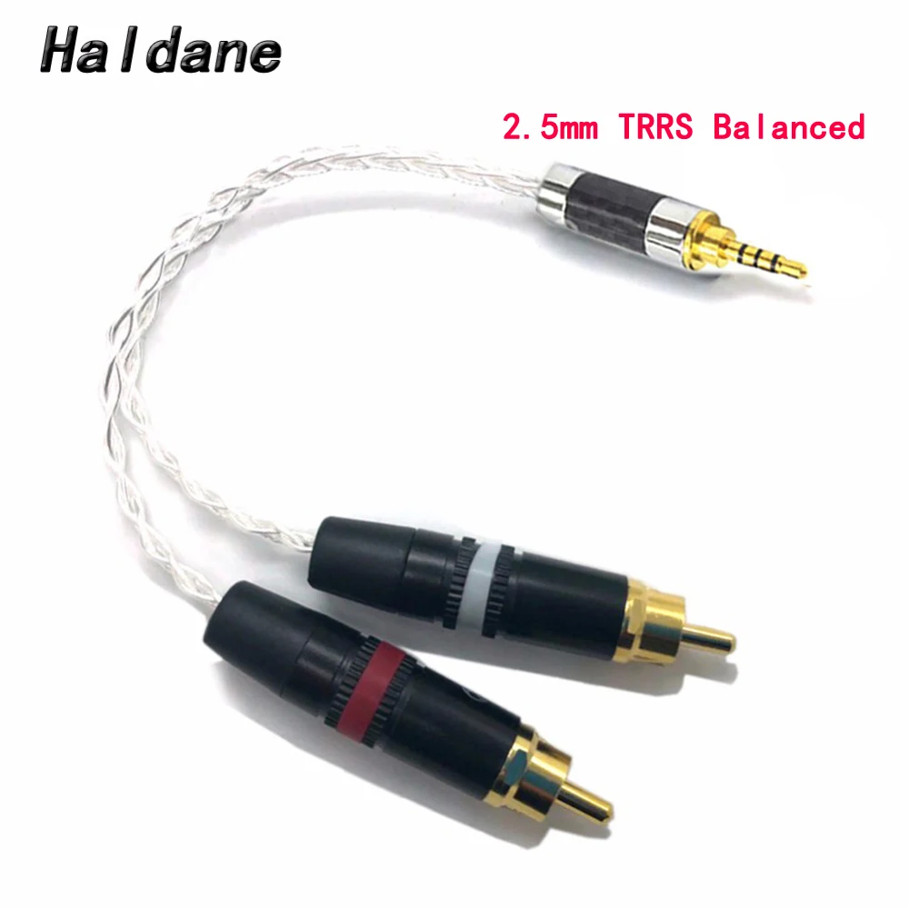 Haldane HIFI 2 5mm TRRS 4 4mm Balanced Male 3 5mm Jack to RCA Plug Aux Cable 8x 1 0mm Silver Wire Headphone Amp