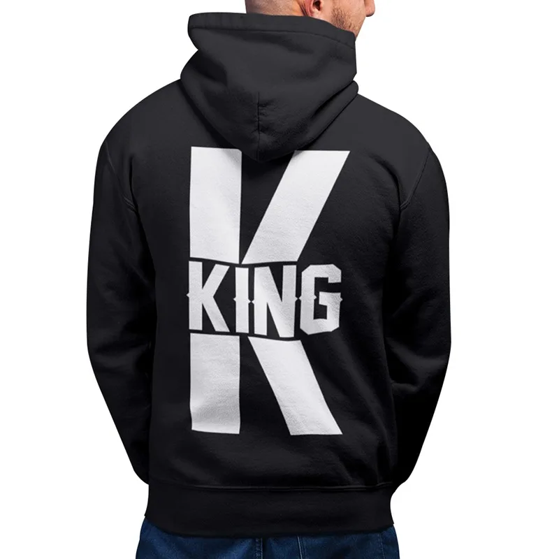 king BKLD хлопковые свитшоты для парные пуловеры толстовка с капюшоном и длинными рукавами и черного цветов с капюшоном для Для женщин Для мужчин влюбленных King и queen Толстовка - Цвет: king