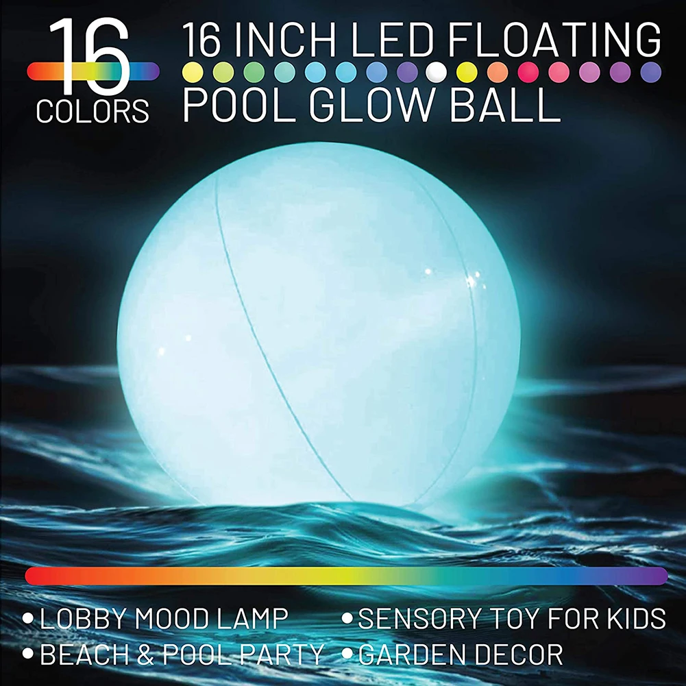 LED Solar Ball Light Swimming Pool Remote Control Outdoor Garden Decor Lamp Inflatable PVC Balloon Remote Control LED Ball candle night