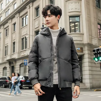 

New Winter Short Men Down Jacket Hooded White Duck Down With A Fluffy Warm Winter Jacket For Teenagers