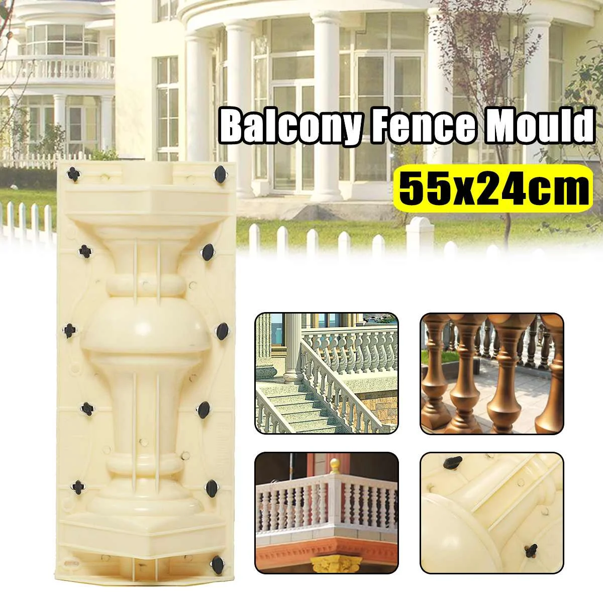 

Home DIY Guardrail Balcony Fence Mould Balustrades Mold Plaster Cement Plastic Casting Balcony Decorations Cement Stone 3D Mold